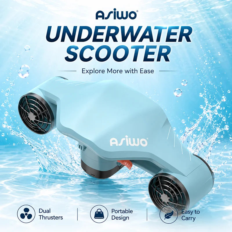 ASIWO Manta 2 Unterwasserscooter – 40m wasserdicht, 90 Min Laufzeit, für Kinder & Erwachsene | Thryvo Fitness