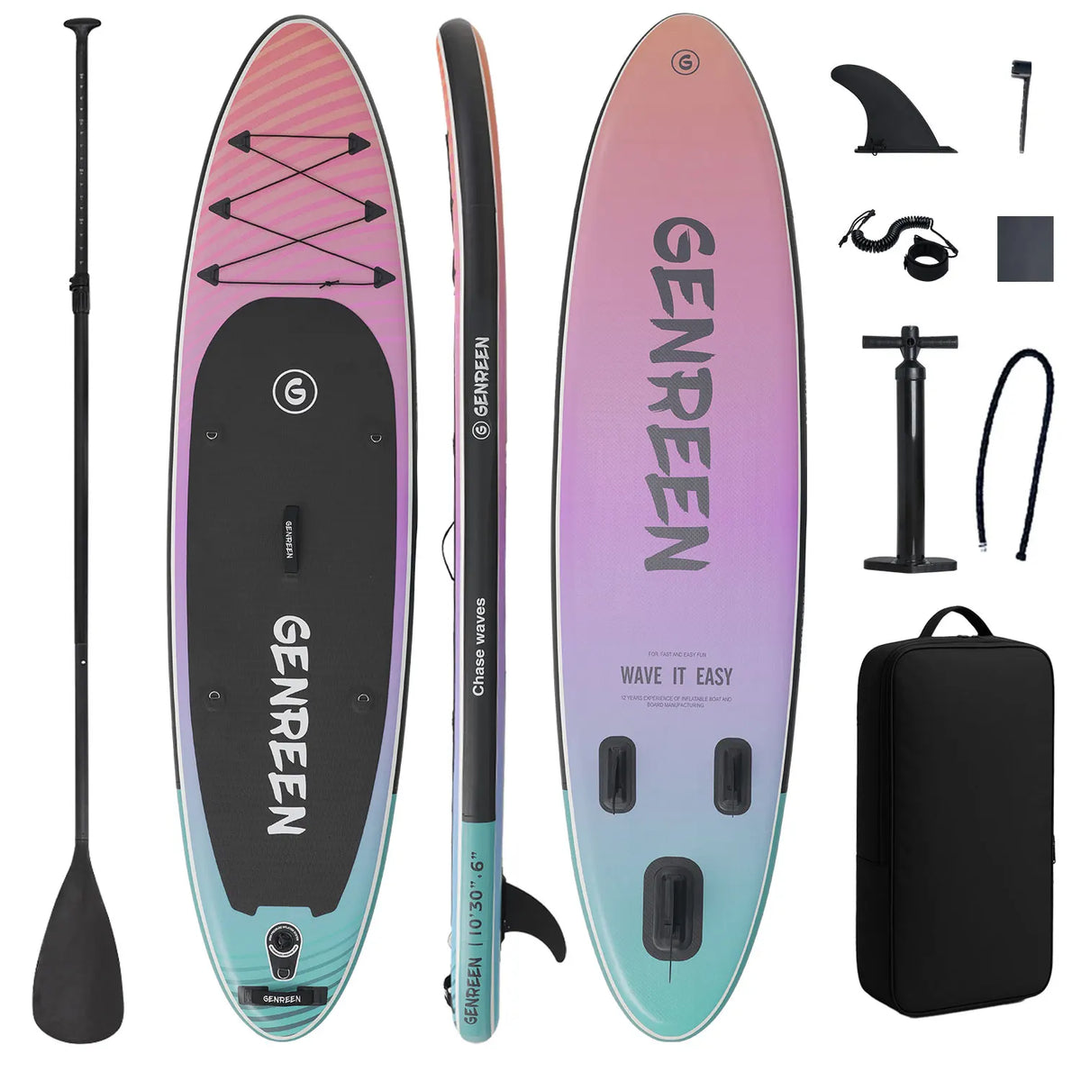 Aufblasbares SUP Board im Farbverlauf-Design 305×76×15 cm – für Frauen & Anfänger, Yoga & Fitness | Thryvo Fitness