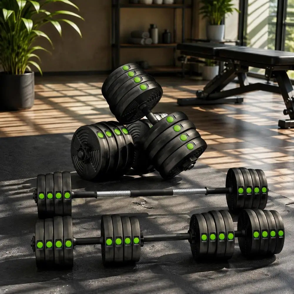 Langhantel Set 30 KG – 2-in-1 Kurzhantel & Langhantel, verstellbar für Home-Gym | Thryvo Fitness