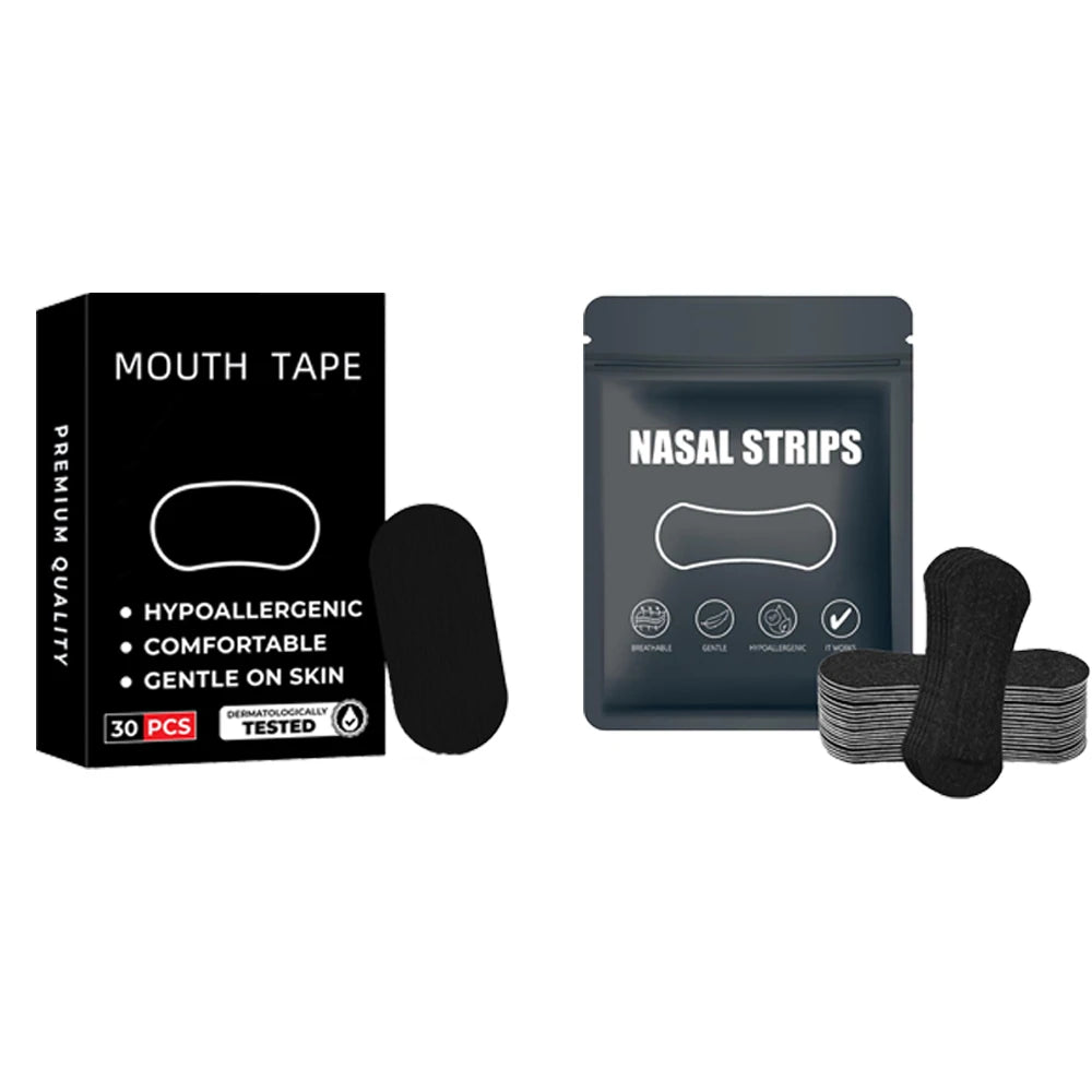 2-in-1 Anti-Schnarch-Set – Nasenstreifen & Mundpflaster