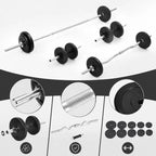 30 kg Hantel-Set – Kurzhantel & Langhantel mit Chrom-Stahlkonstruktion | Home Gym