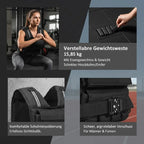 Gewichtsweste verstellbar – 15,85 kg, 16 Eisenblöcke, Schulterpolster & Reflektorstreifen | Thryvo Fitness