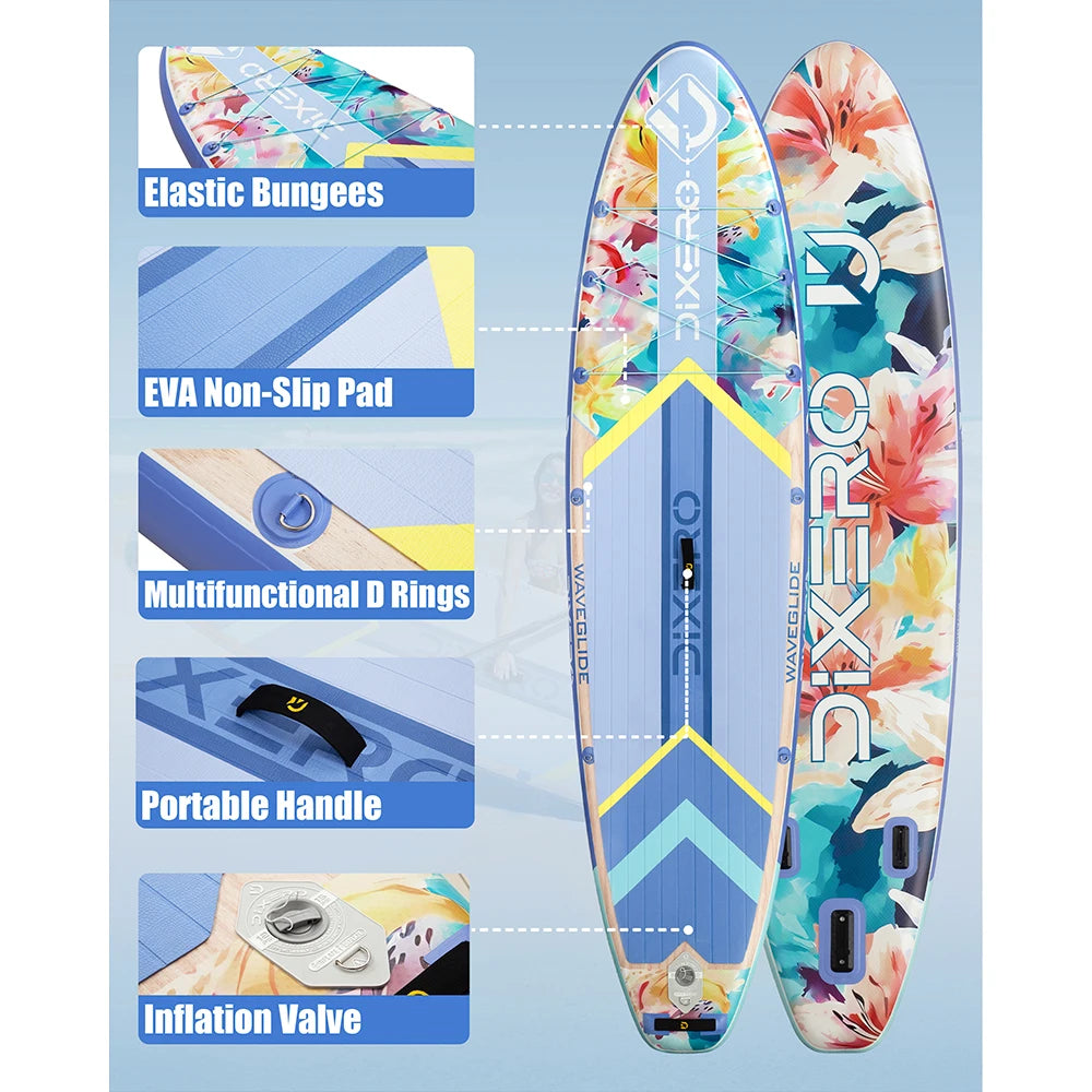 Myboat DIXERO Flower Aufblasbares SUP Board 335×84×15 cm – bis 170 kg, Blumen-Design | Thryvo Fitness