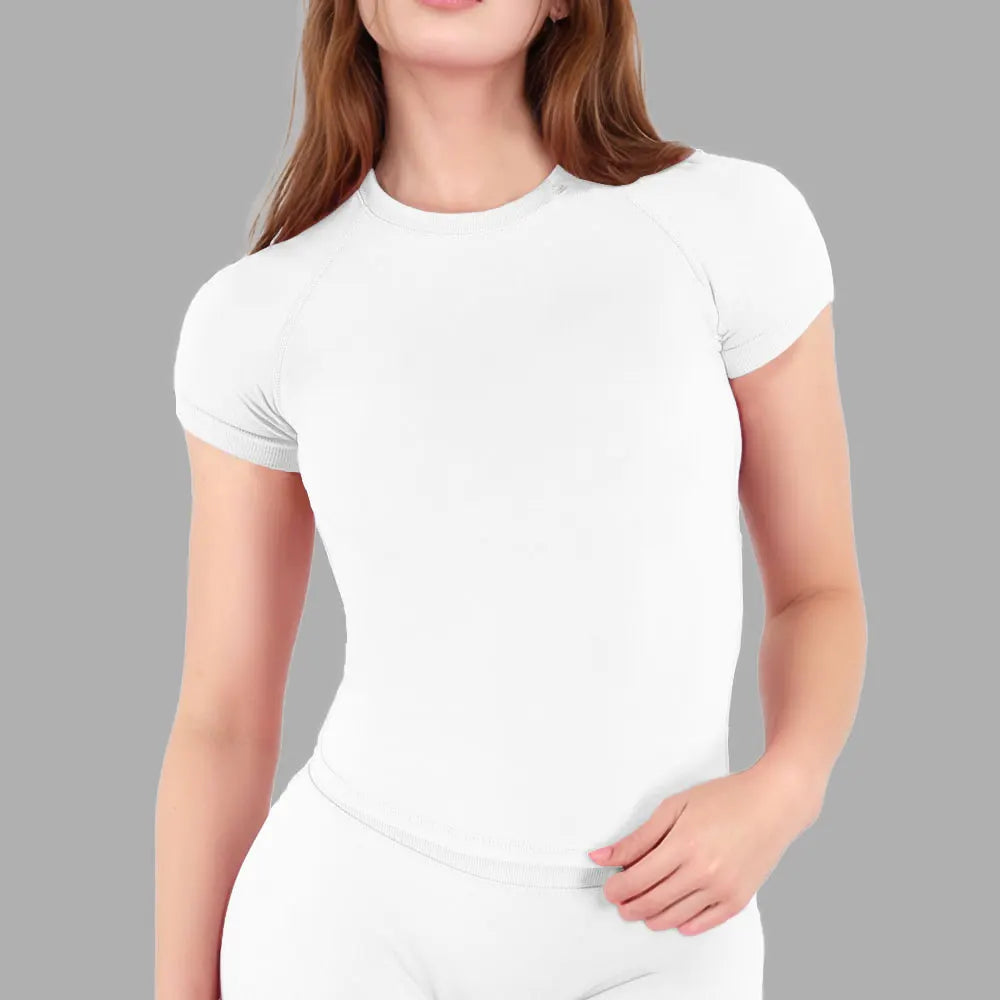 Damen Sport Shirt Kurzarm – Nahtloses Fitness Top für Gym, Yoga & Running | Thryvo Fitness