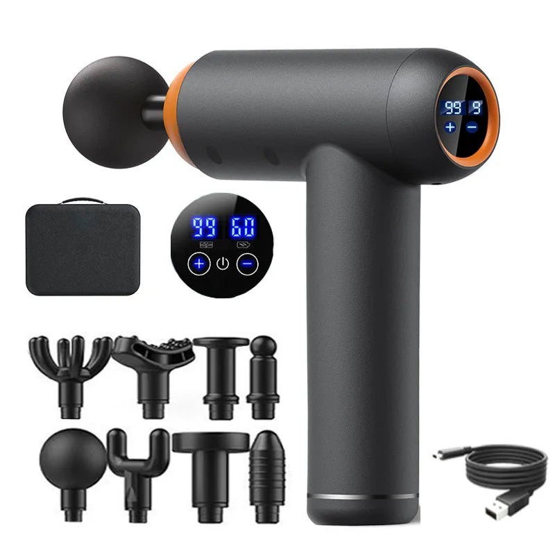 Faszienpistole 99 Stufen – 8 Aufsätze, LED-Display, 6.800 rpm, Type-C | Thryvo Fitness
