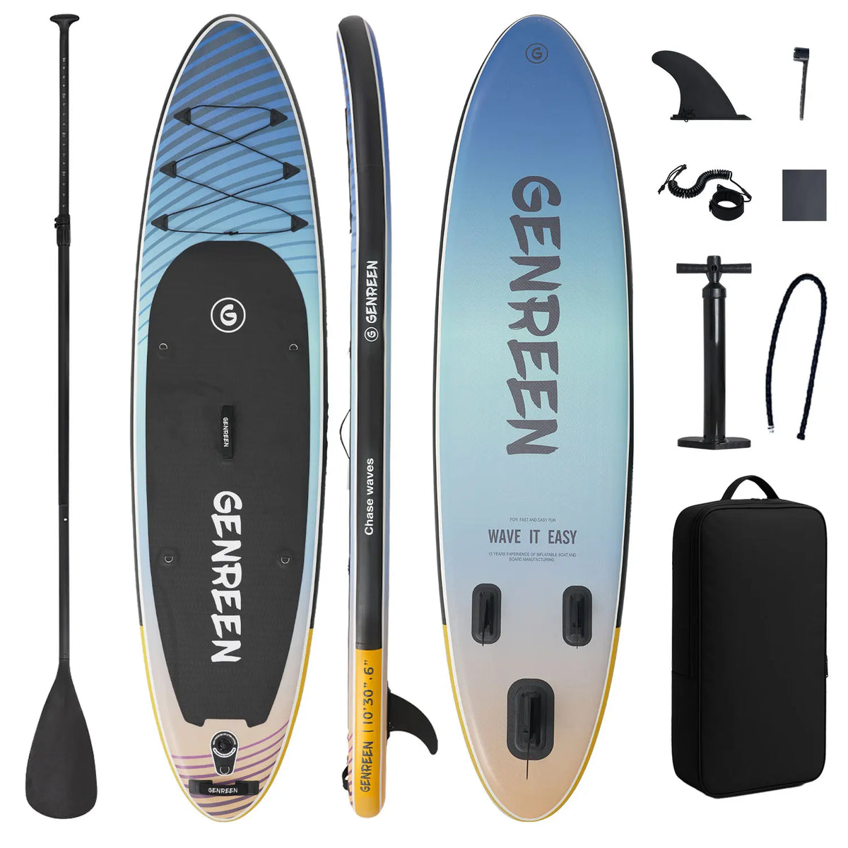 Aufblasbares SUP Board im Farbverlauf-Design 305×76×15 cm – für Frauen & Anfänger, Yoga & Fitness | Thryvo Fitness