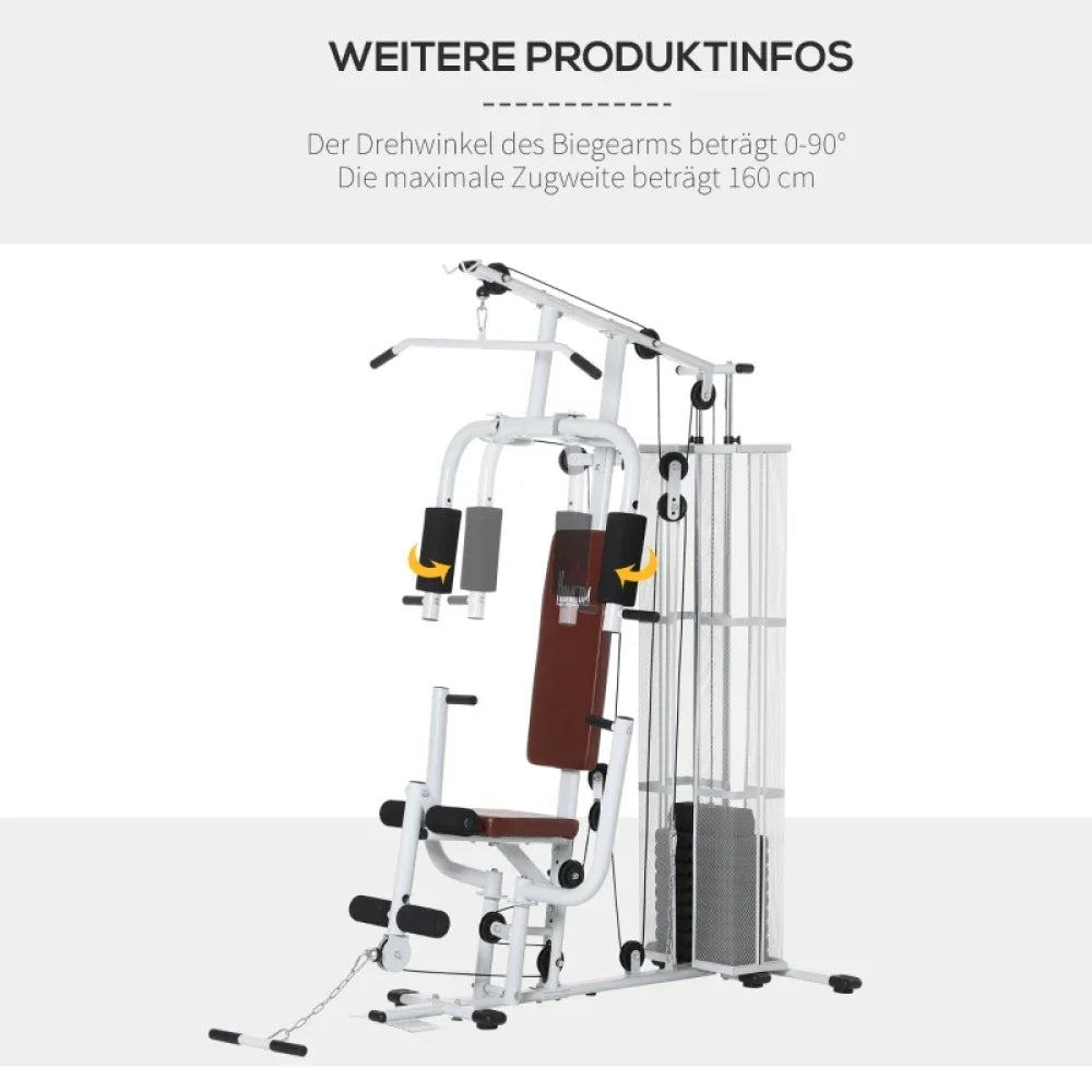 Multigym Kraftstation mit Gewichten, Klimmzug & Beintrainer – 150×110×210 cm | Thryvo Fitness