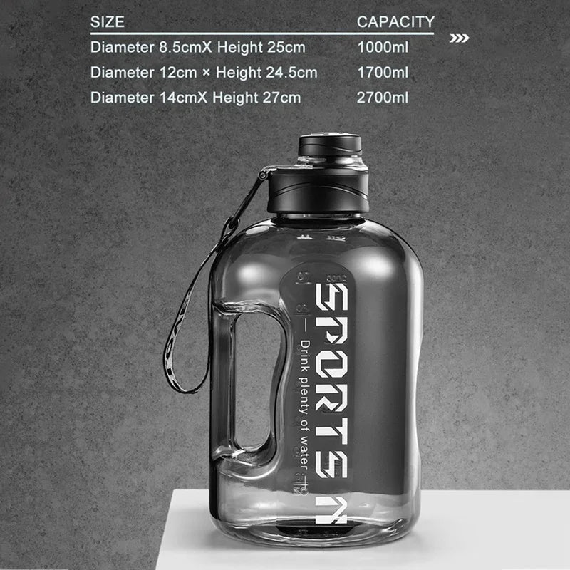 Sport Trinkflasche 1,7 & 2,7 L – BPA-frei, Tritan-Kunststoff für Gym, Camping & Reisen | Thrive Fitness