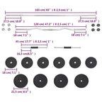 30 kg Hantel-Set – Kurzhantel & Langhantel mit Chrom-Stahlkonstruktion | Home Gym