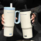 720ml Edelstahl Thermobecher mit Strohhalm & Griff – Vakuumisoliert für Kaffee, Eis & Outdoor | Thryvo Fitness