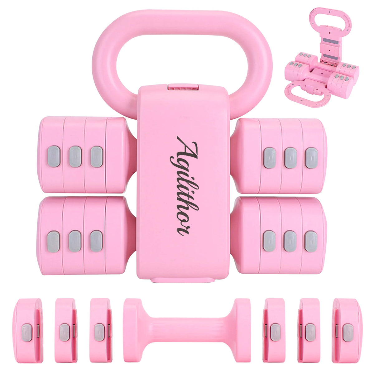 Verstellbares Kurzhantel & Kettlebell Set 4-in-1 – bis 5 kg, für Frauen & Home Gym | Thryvo Fitness