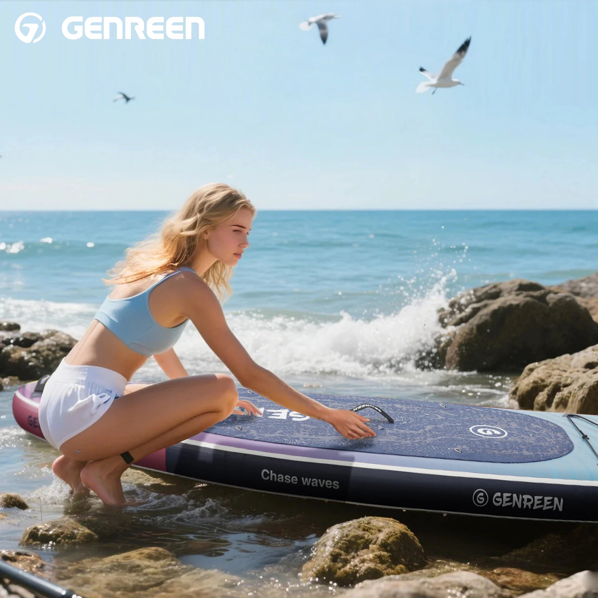 Aufblasbares SUP Board im Farbverlauf-Design 305×76×15 cm – für Frauen & Anfänger, Yoga & Fitness | Thryvo Fitness