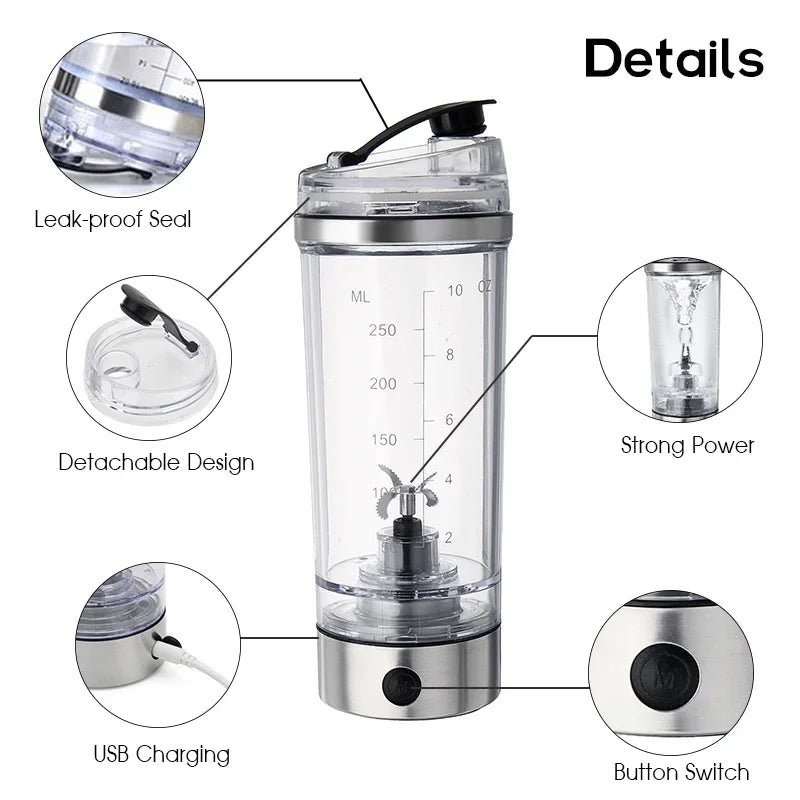 250ml Elektrischer Mini Protein Shaker – USB oder Batterie, BPA-frei, für Gym, Reisen & Kaffee | Thryvo Fitness