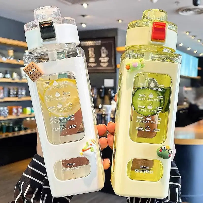 Sport Trinkflasche 700 & 900 ml – BPA-frei, auslaufsicher mit Zeitmarkierung & Strohhalm | Thrive Fitness